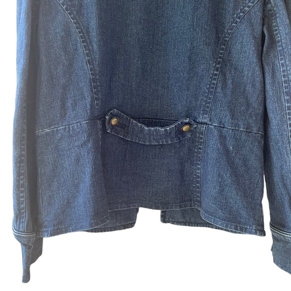 Women's Blue Military Jean Jacket - Picture 7 of 8
